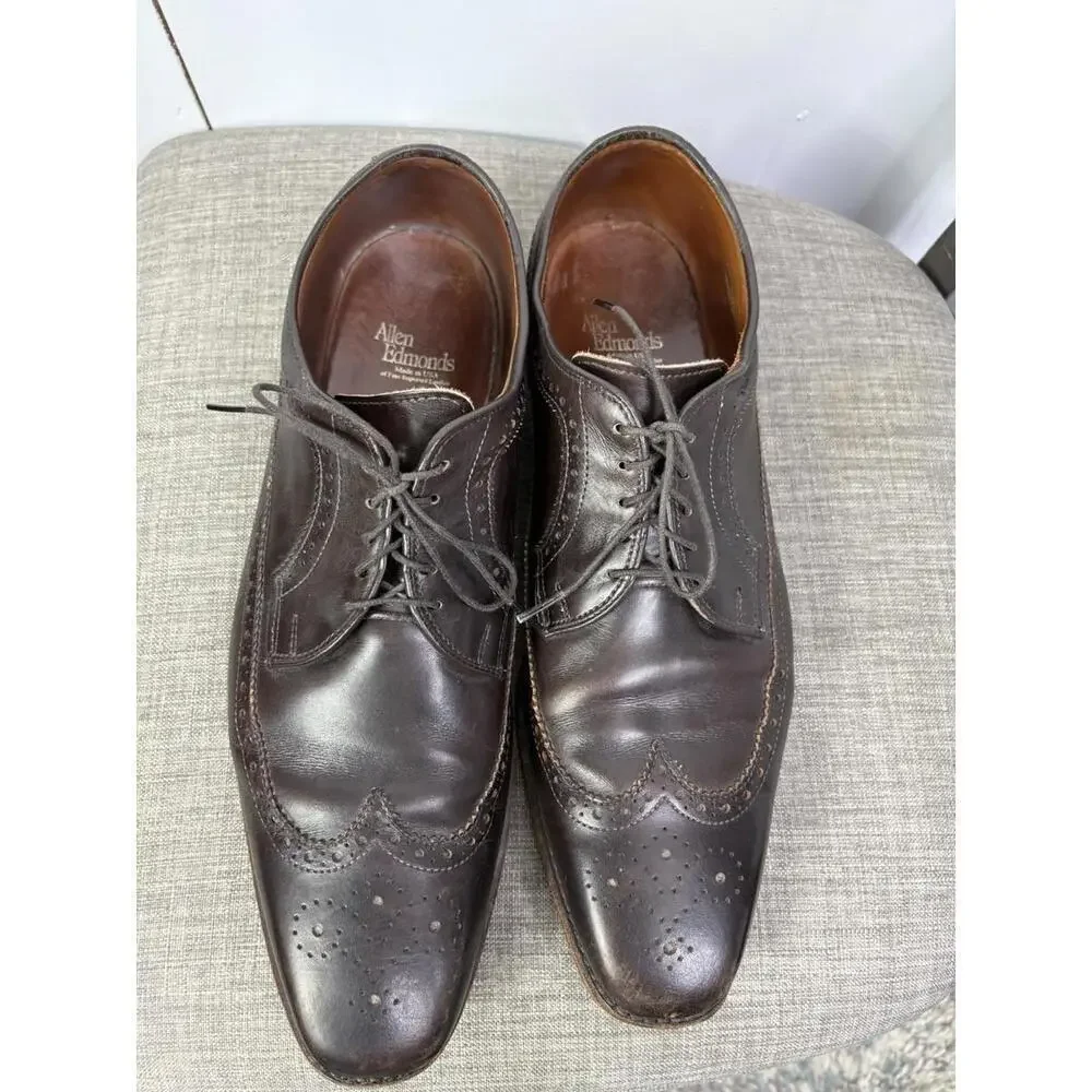 Allen Edmonds Shoes Mens 12 Larchmont Wingtip Dress Career Dark Chocolate